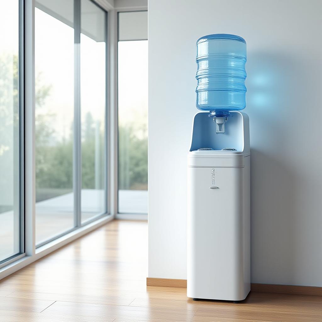 Modern water dispenser in a bright minimal office