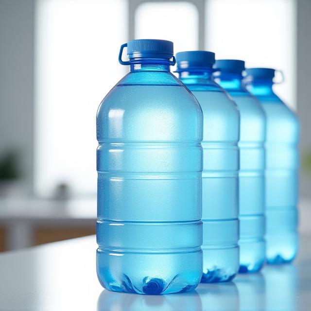 Pure water bottles in a modern office setting