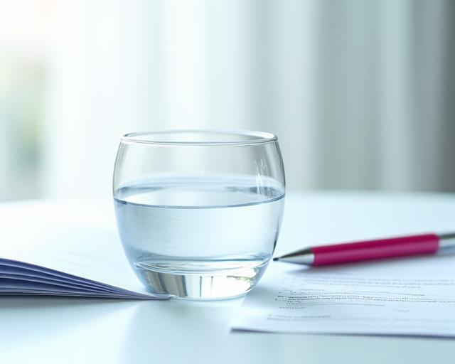 Legal documents and a glass of pure water